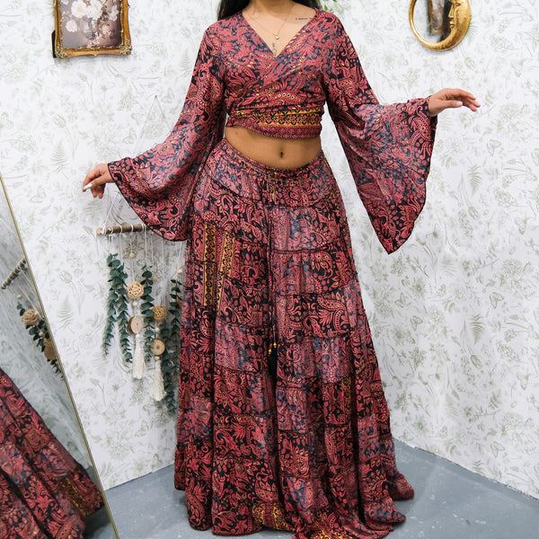 Ethereal Paisley Skirt with Ruffle Sleeve Top - Image 11
