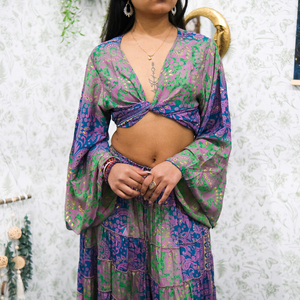 Ethereal Paisley Skirt with Ruffle Sleeve Top - Image 2