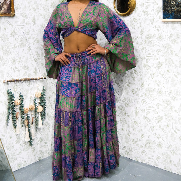 Ethereal Paisley Skirt with Ruffle Sleeve Top - Image 4