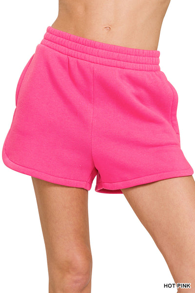 FLEECE ELASTIC WAISTBAND DOLPHIN SHORTS - Image 2