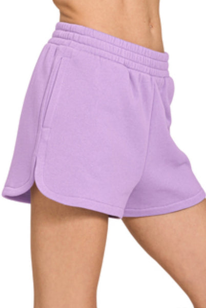 FLEECE ELASTIC WAISTBAND DOLPHIN SHORTS - Image 5