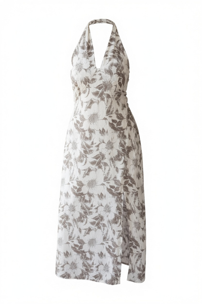 Whispering Willow Cream Floral Midi Dress - Image 3