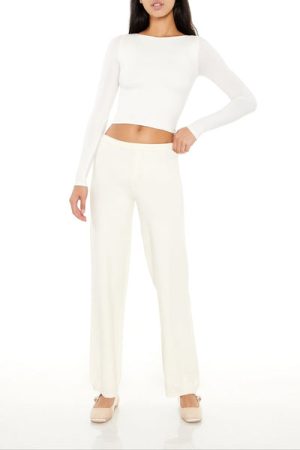Sweater-Knit Straight-Leg Pants