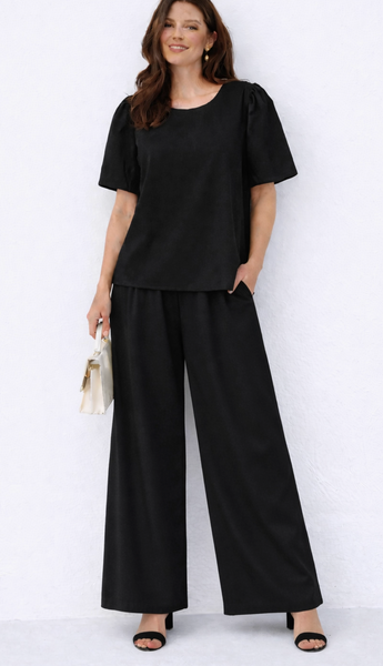 Poplin Two Piece Pant Set - now 2 colors Black or Taupe