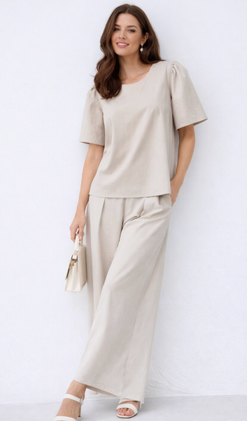 Poplin Two Piece Pant Set - now 2 colors Black or Taupe - Image 5