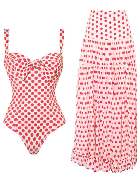 Printed One-Piece Swimwear and Skirt Set - Image 11