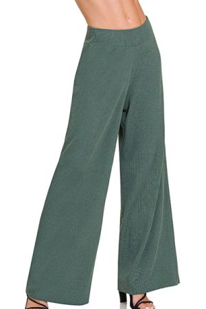 Zenana Viscose Ribbed Sweater Pants