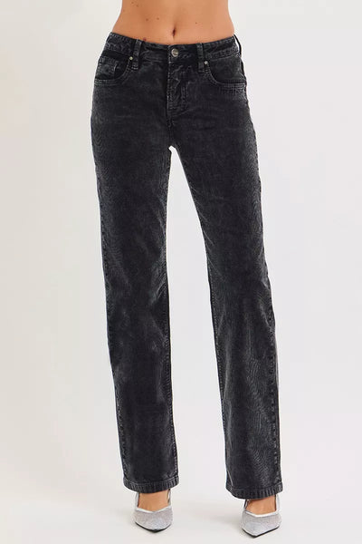 RISEN Tummy Control Mid Rise Straight Leg Corduroy Pants - Image 3