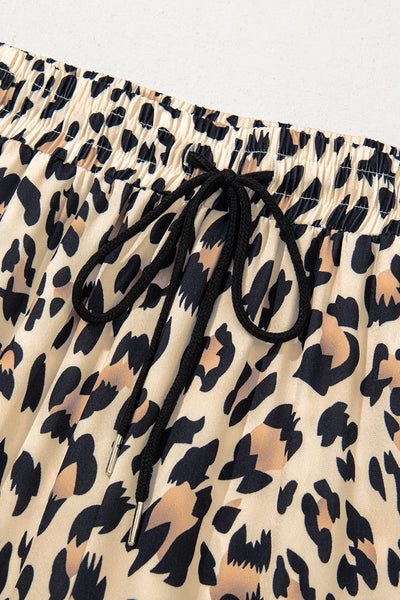 Parchment Leopard Drawstring Flowy Wide Leg Pants - Image 5