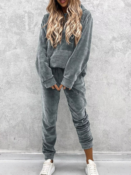 Kangaroo Pocket Hoodie and Pants Set - Image 2