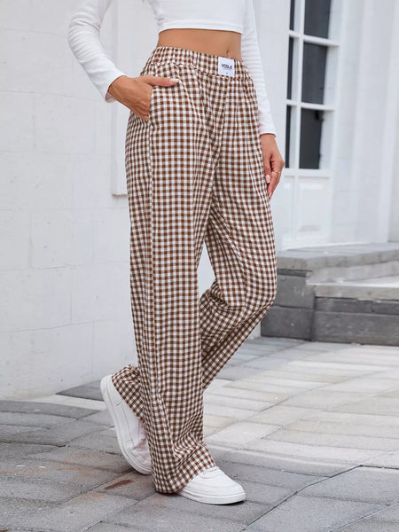 Plaid Wide Leg Casual Pants - Image 10