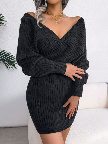 Rib-Knit Dolman Sleeve Sweater Dress - Image 16