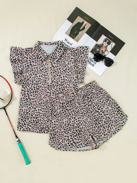 Leopard Print Cap Sleeve Top and Shorts Summer Set - Image 8
