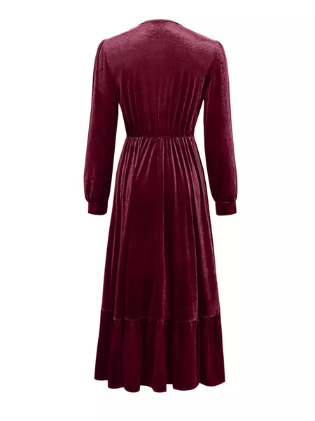 Ruffled Hem Long Sleeve Dress - Image 15