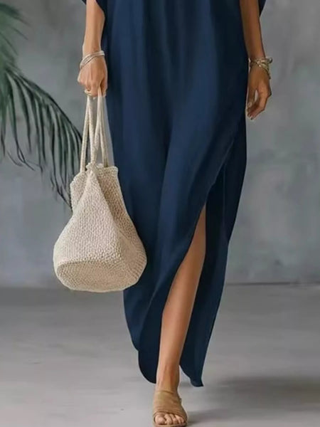 Full Size V-Neck Maxi Dress With Side Slits Plus Size - Image 4