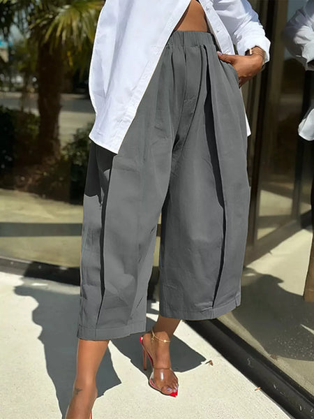Wide Leg Pleated Detail Pants - Image 6