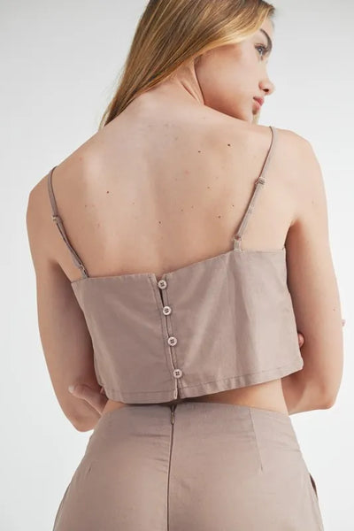 MABLE Linen Mix Crop Cami and Wide Leg Pants Set - Image 6