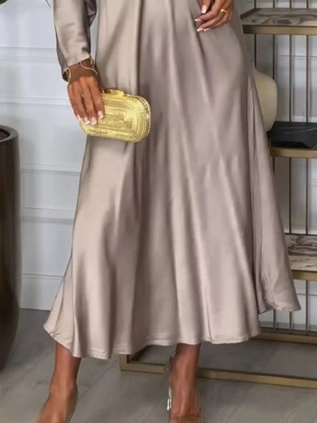 Full Size V-Neck Long Sleeve Midi Dress Plus Size - Image 9
