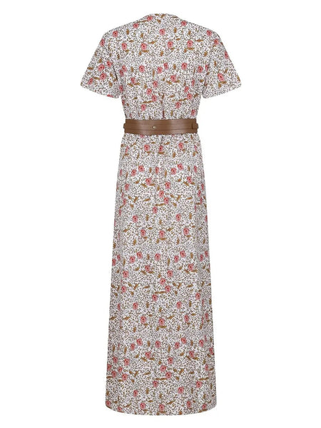 Full Size Printed V-Neck Short Sleeve Maxi Dress Plus Size - Image 8