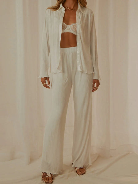 Button Up Long Sleeve Top and Pants Set - Image 16