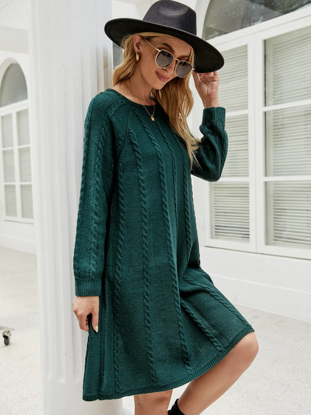 Cable-Knit Long Sleeve Sweater Dress - Image 5