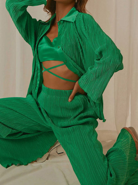 Button Up Long Sleeve Top and Pants Set - Image 21