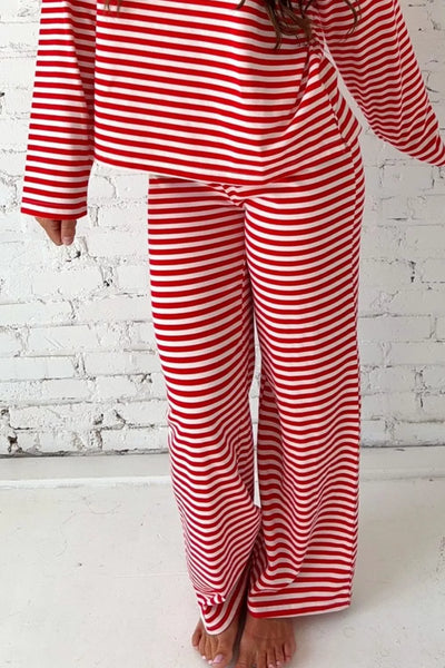 Striped Round Neck Top and Pants Set - Image 3