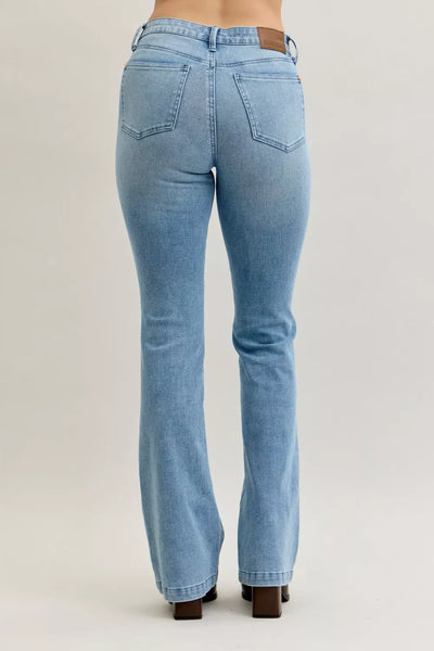 Judy Blue Full Size Mid Rise Bootcut Jeans with Contrast Wash & Front Patch Pockets Plus Size - Image 8