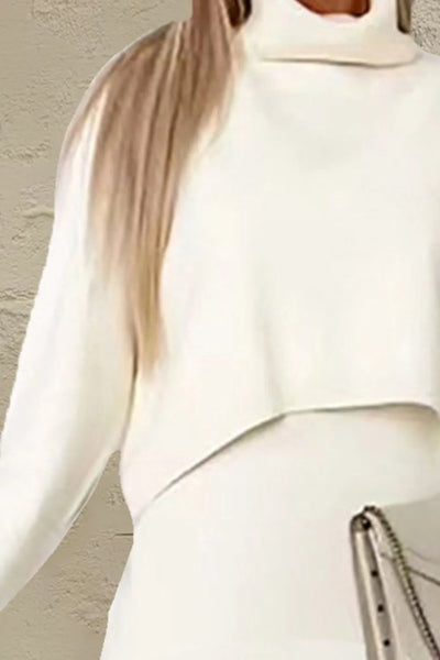 Turtleneck Dropped Shoulder Sweater and Dress Sweater Set - Image 6