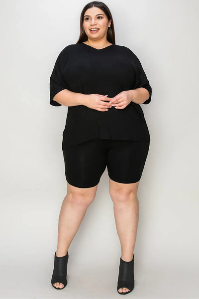 Basic Bae Bamboo Full Size V-Neck Drop Shoulder T-Shirt and Shorts Set - Image 26