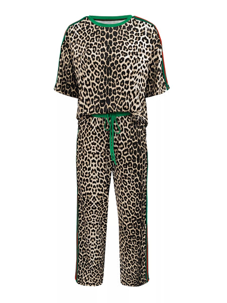 Leopard Round Neck Top and Pants Two-Piece Set - Image 6