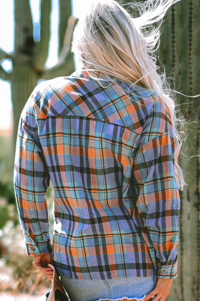 Plaid Collared Neck Long Sleeve Shirt - Image 4
