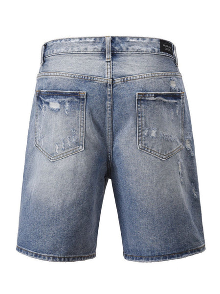 Men's Distressed Denim Bermuda Shorts - Image 2