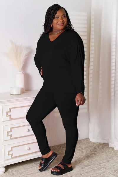 Basic Bae Bamboo Full Size V-Neck Long Sleeve Top and Pants Lounge Set - Image 7