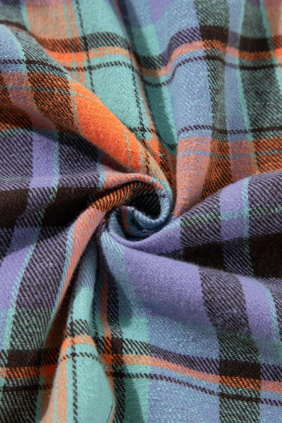 Plaid Collared Neck Long Sleeve Shirt - Image 9