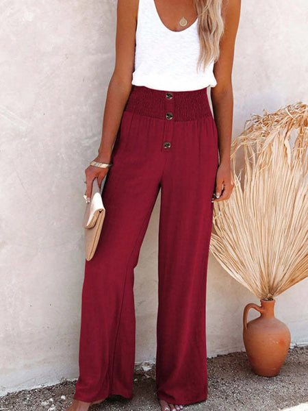 Full Size High-Waisted Textured Wide Leg Pants Plus Size - Image 12