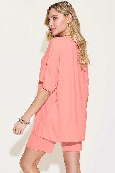 Basic Bae Bamboo Full Size V-Neck Drop Shoulder T-Shirt and Shorts Set - Image 14