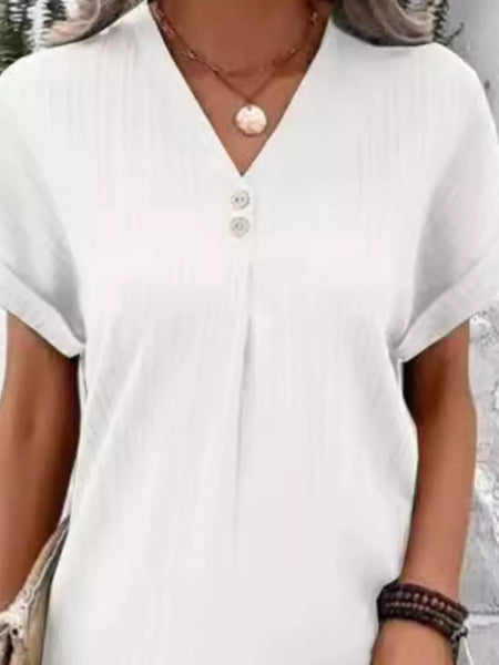 Full Size Casual V-Neck Short Sleeve Dress Plus Size - Image 2