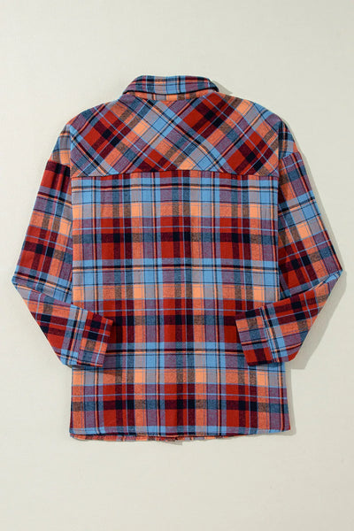 Plaid Collared Neck Long Sleeve Shirt - Image 13