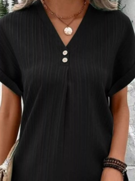 Full Size Casual V-Neck Short Sleeve Dress Plus Size - Image 5