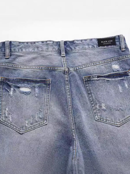 Men's Distressed Denim Bermuda Shorts - Image 3