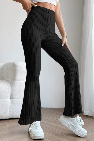 Basic Bae Full Size Ribbed High Waist Flare Pants - Image 4