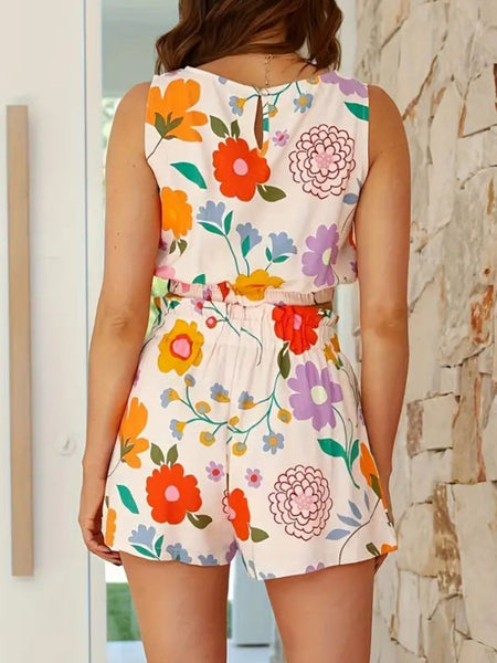 Floral Round Neck Tank and Shorts Set - Image 4