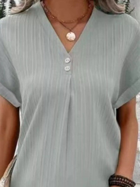 Full Size Casual V-Neck Short Sleeve Dress Plus Size - Image 20