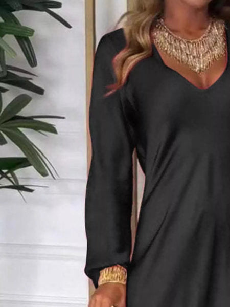 Full Size V-Neck Long Sleeve Midi Dress Plus Size - Image 14