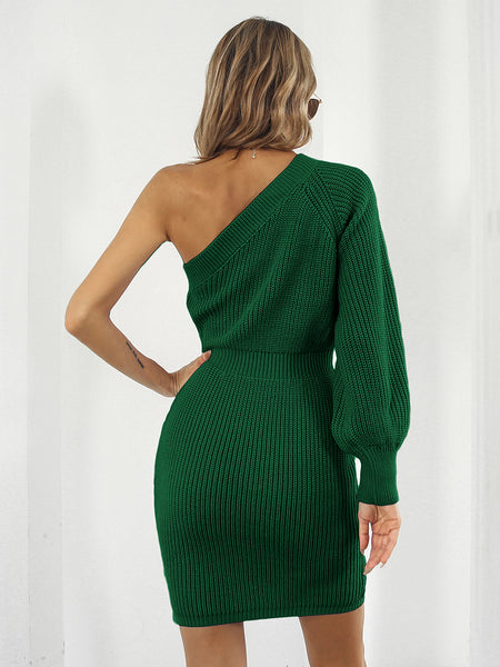 One-Shoulder Mini Sweater Dress - Image 12