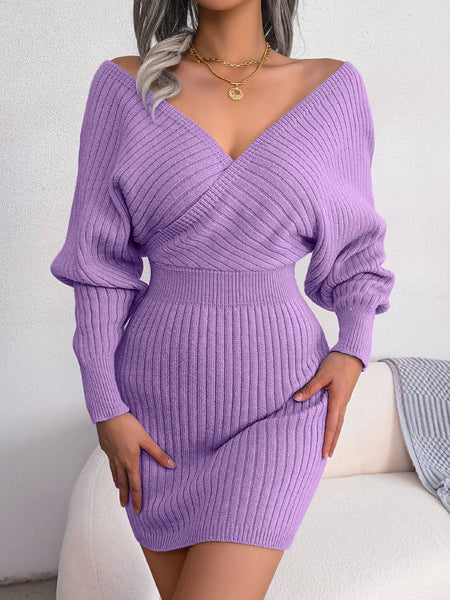 Rib-Knit Dolman Sleeve Sweater Dress - Image 7