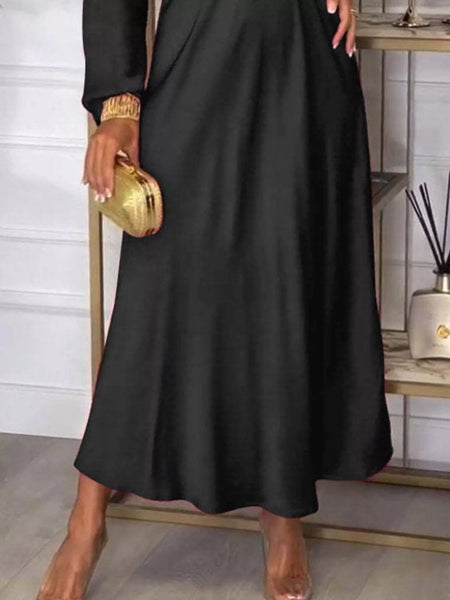 Full Size V-Neck Long Sleeve Midi Dress Plus Size - Image 15