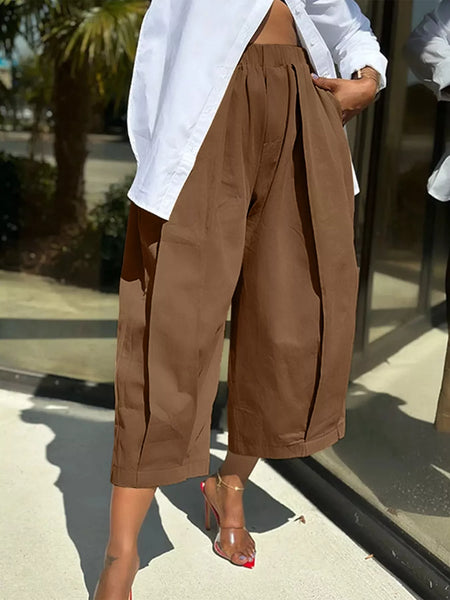 Wide Leg Pleated Detail Pants - Image 11