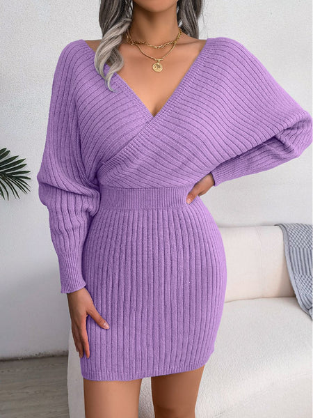 Rib-Knit Dolman Sleeve Sweater Dress - Image 5